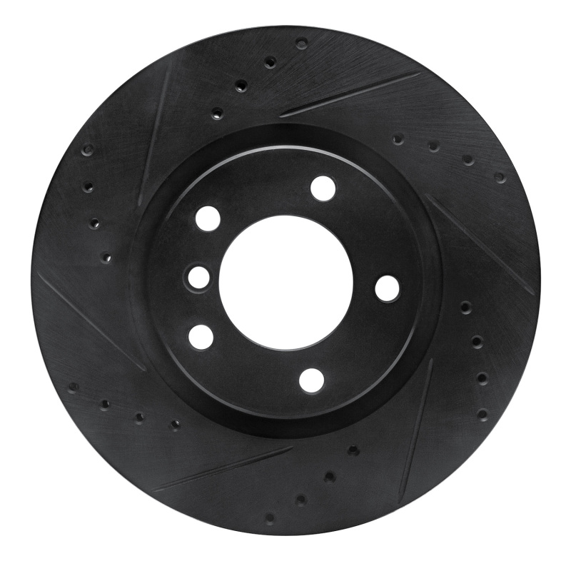 BMW M3 Brake Rotor (1) - Right Front - R1 Concepts - Drilled & Slotted - Black - `95-`02